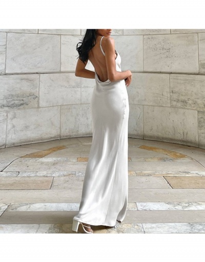 Replica  Pure Color Temperament Split Hem Backless Long Dress Sleeveless #796023 $24.38 USD for Wholesale