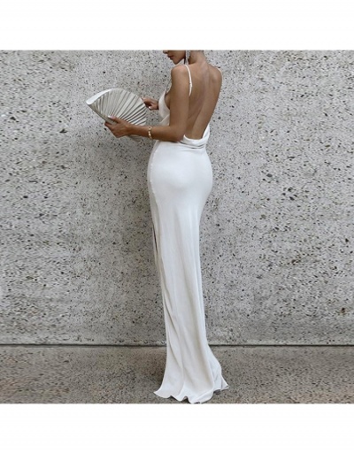 Replica  Pure Color Temperament Split Hem Backless Long Dress Sleeveless #796023 $24.38 USD for Wholesale