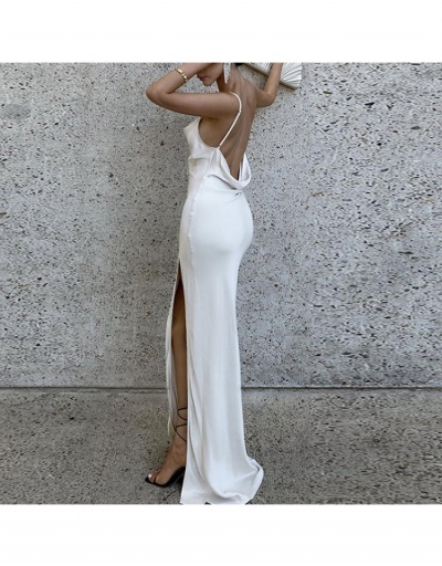 Replica  Pure Color Temperament Split Hem Backless Long Dress Sleeveless #796023 $24.38 USD for Wholesale