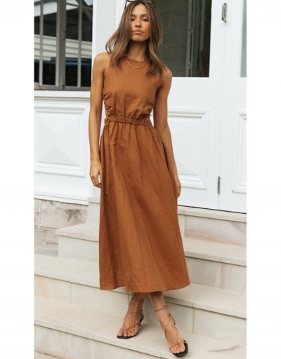  Solid Color Sleeveless Backless Maxi Dress Sleeveless Crew Neck #796025 $27.59 USD, Wholesale Fashion Maxi Dresses