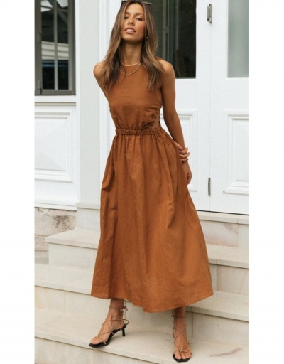 Replica  Solid Color Sleeveless Backless Maxi Dress Sleeveless Crew Neck #796025 $27.59 USD for Wholesale