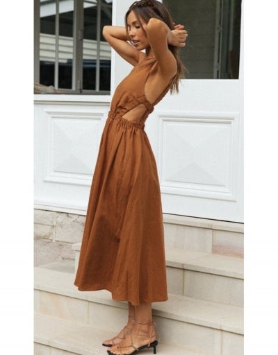 Replica  Solid Color Sleeveless Backless Maxi Dress Sleeveless Crew Neck #796025 $27.59 USD for Wholesale