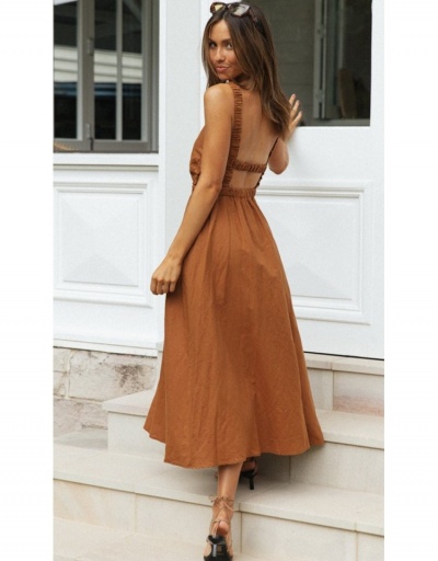 Replica  Solid Color Sleeveless Backless Maxi Dress Sleeveless Crew Neck #796025 $27.59 USD for Wholesale