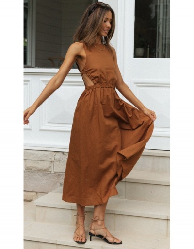 Replica  Solid Color Sleeveless Backless Maxi Dress Sleeveless Crew Neck #796025 $27.59 USD for Wholesale