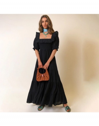 Replica  2022 Puff Sleeve Square Collar Maxi Dress Half Sleeve Square Neck #796028 $54.63 USD for Wholesale