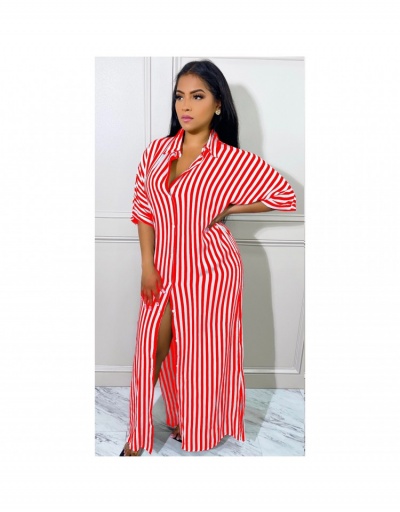  Women's Casual Striped Half Sleeve Maxi Dress Half Sleeve Turndown Collar #796029 $31.56 USD, Wholesale Fashion Maxi Dresses