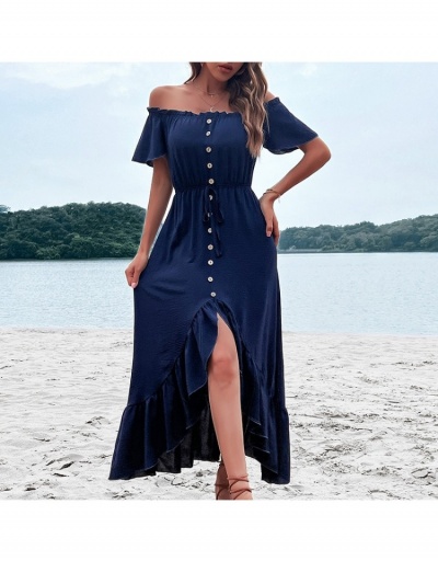  Summer Off Shoulder Ruffled Maxi Dress Short Sleeve Boat Neck #796038 $29.78 USD, Wholesale Fashion Maxi Dresses