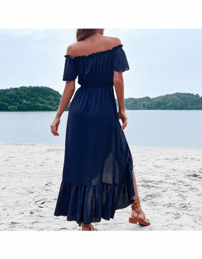 Replica  Summer Off Shoulder Ruffled Maxi Dress Short Sleeve Boat Neck #796038 $29.78 USD for Wholesale