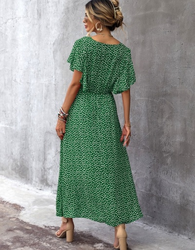 Replica  Summer Fashion Polka Dot Ruffled Maxi Dress Short Sleeve V Neck #796044 $27.63 USD for Wholesale