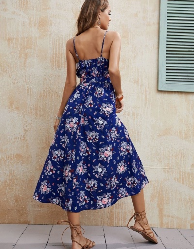 Replica  2022 Summer Flower Printing Sleeveless Maxi Dress Sleeveless Boat Neck #796046 $31.53 USD for Wholesale