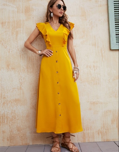  Summer Ruffled Sleeveless Maxi Dress Sleeveless V Neck #796048 $29.84 USD, Wholesale Fashion Maxi Dresses