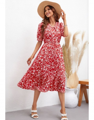  Fashion Style Floral Short Sleeve Maxi Dress Short Sleeve Turndown Collar #796053 $29.28 USD, Wholesale Fashion Maxi Dresses