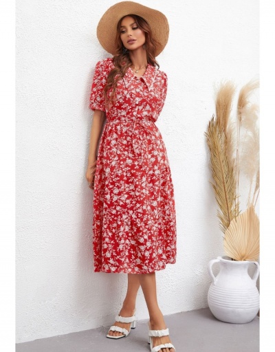 Replica  Fashion Style Floral Short Sleeve Maxi Dress Short Sleeve Turndown Collar #796053 $29.28 USD for Wholesale