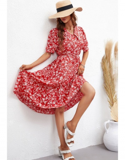 Replica  Fashion Style Floral Short Sleeve Maxi Dress Short Sleeve Turndown Collar #796053 $29.28 USD for Wholesale