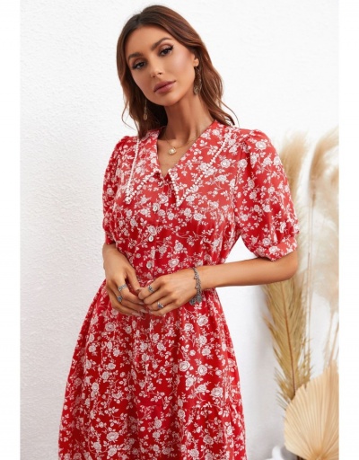 Replica  Fashion Style Floral Short Sleeve Maxi Dress Short Sleeve Turndown Collar #796053 $29.28 USD for Wholesale