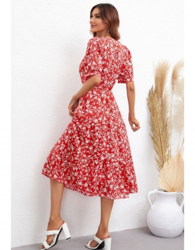 Replica  Fashion Style Floral Short Sleeve Maxi Dress Short Sleeve Turndown Collar #796053 $29.28 USD for Wholesale