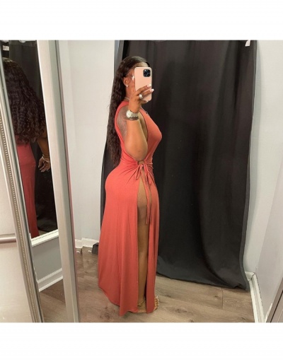 Replica  Sexy Fashion Pure Color Split Hem Long Dress Sleeveless Crew Neck #796058 $34.83 USD for Wholesale