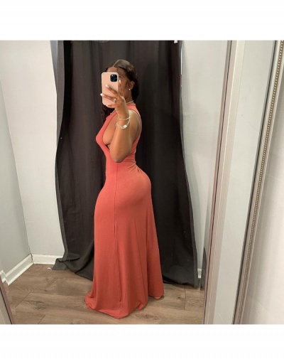 Replica  Sexy Fashion Pure Color Split Hem Long Dress Sleeveless Crew Neck #796058 $34.83 USD for Wholesale