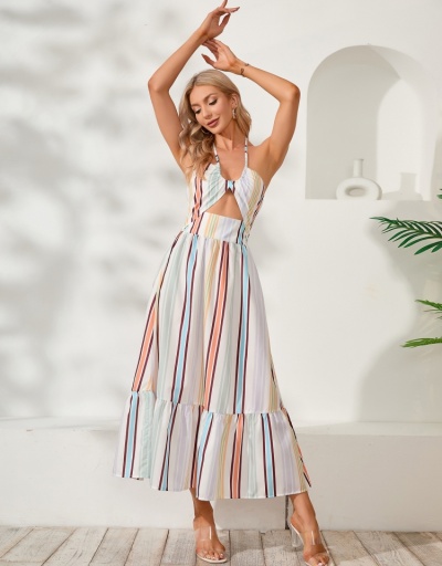  Sexy Striped Halter Hollowed Out Women's Maxi Dress Sleeveless Halter #796062 $36.99 USD, Wholesale Fashion Maxi Dresses