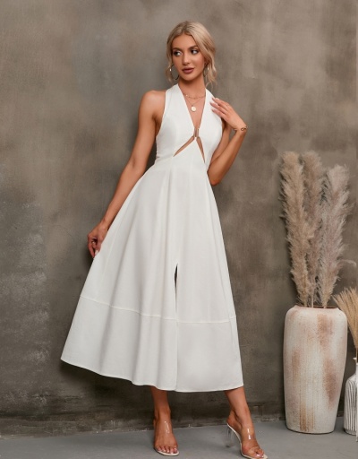  Summer Pure Color Halter Backless Women's Maxi Dress Sleeveless Halter #796067 $32.66 USD, Wholesale Fashion Maxi Dresses