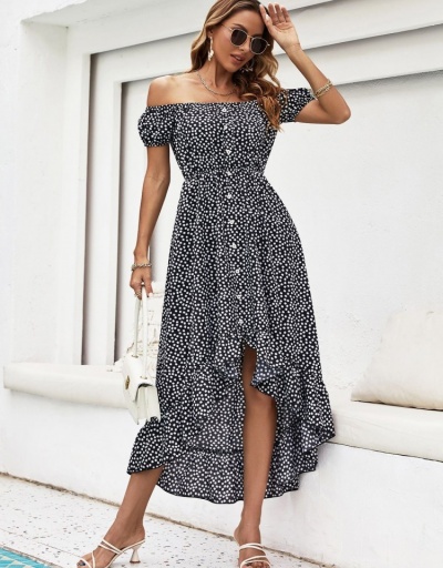 Replica Sexy Ruffled Irregular Off Shoulder Maxi Dress Short Sleeve Boat Neck #796074 $30.94 USD for Wholesale