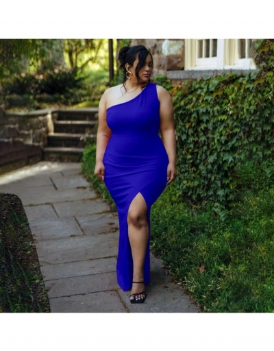 Plus Size One Shoulder Slit Sleeveless Maxi Dress Sleeveless Inclined Shoulder #796076 $27.30 USD, Wholesale Fashion Maxi Dresses