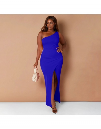 Replica Plus Size One Shoulder Slit Sleeveless Maxi Dress Sleeveless Inclined Shoulder #796076 $27.30 USD for Wholesale