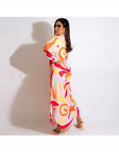 Replica Ladies Loose Button Up Fall Maxi Shirt Dress Long Sleeve Turndown Collar #796078 $32.66 USD for Wholesale