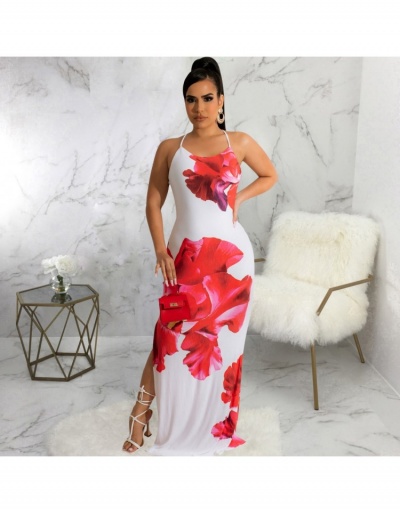  Sexy Printing Backless Slit Maxi Dress Sleeveless Scoop Neck #796083 $46.18 USD, Wholesale Fashion Maxi Dresses