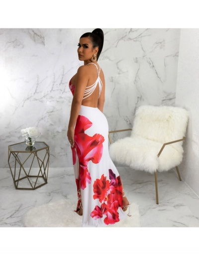 Replica  Sexy Printing Backless Slit Maxi Dress Sleeveless Scoop Neck #796083 $46.18 USD for Wholesale