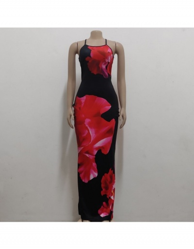 Replica  Sexy Printing Backless Slit Maxi Dress Sleeveless Scoop Neck #796083 $46.18 USD for Wholesale