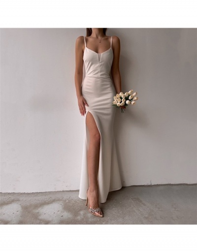  Summer Style Split Hem Pure Color Dress Sleeveless U Neck #796088 $18.90 USD, Wholesale Fashion Maxi Dresses