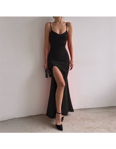 Replica  Summer Style Split Hem Pure Color Dress Sleeveless U Neck #796088 $18.90 USD for Wholesale