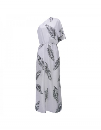 Replica  Summer Loose Printing Slant Shoulder Women's Maxi Dress Half Sleeve Inclined Shoulder #796095 $21.42 USD for Wholesale