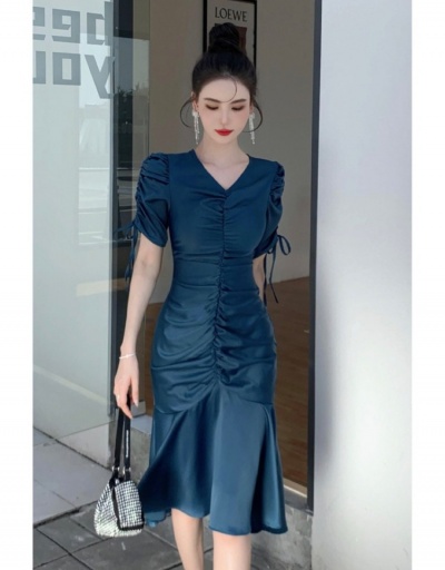 Replica  Elegant Fashion Puff Sleeve Tight Dress Short Sleeve V Neck #796098 $40.63 USD for Wholesale