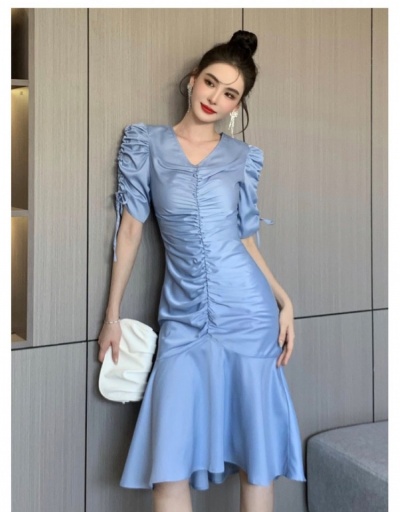 Replica  Elegant Fashion Puff Sleeve Tight Dress Short Sleeve V Neck #796098 $40.63 USD for Wholesale