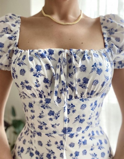 Replica Sexy Puff Short Sleeve Floral Dresses Short Sleeve Square Neck #796101 $27.89 USD for Wholesale