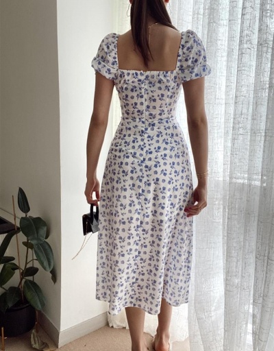 Replica Sexy Puff Short Sleeve Floral Dresses Short Sleeve Square Neck #796101 $27.89 USD for Wholesale