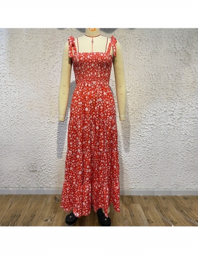 Replica Women Lace Up Sleeveless Floral Maxi Dresses Sleeveless Square Neck #796102 $23.85 USD for Wholesale