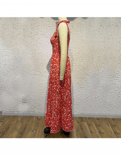 Replica Women Lace Up Sleeveless Floral Maxi Dresses Sleeveless Square Neck #796102 $23.85 USD for Wholesale