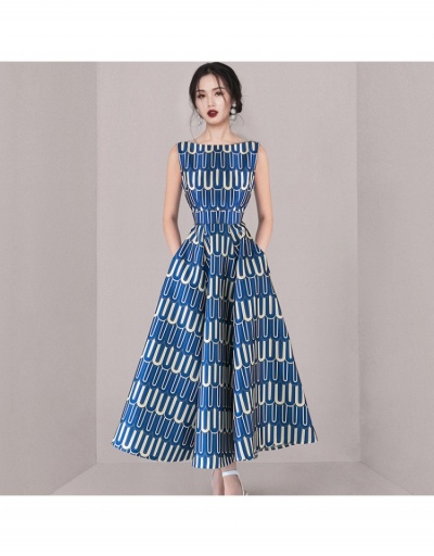  Summer Fashion Geometric Pattern Printing Dress Sleeveless Boat Neck #796108 $51.55 USD, Wholesale Fashion Maxi Dresses