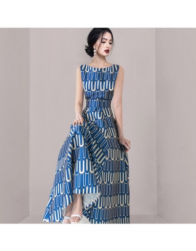 Replica  Summer Fashion Geometric Pattern Printing Dress Sleeveless Boat Neck #796108 $51.55 USD for Wholesale