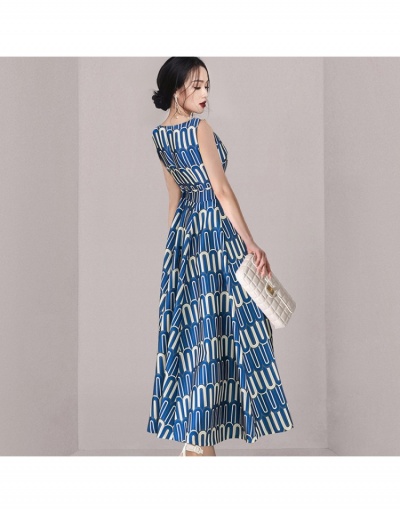 Replica  Summer Fashion Geometric Pattern Printing Dress Sleeveless Boat Neck #796108 $51.55 USD for Wholesale