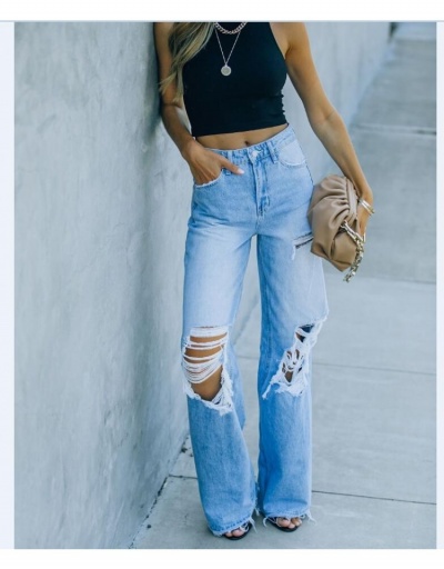 Replica Fashion Casual Ripped Solid Women's Denim Pants #796111 $30.94 USD for Wholesale