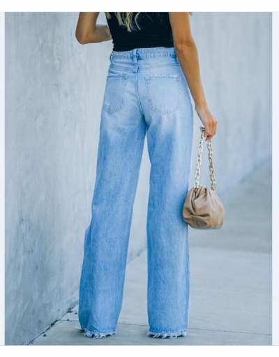 Replica Fashion Casual Ripped Solid Women's Denim Pants #796111 $30.94 USD for Wholesale