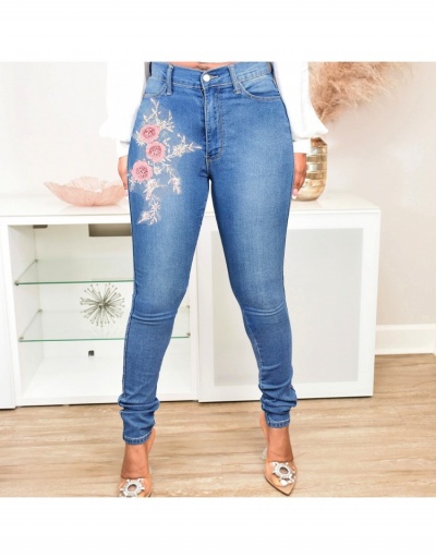 Replica Fashion Casual Applique Women's Slim Denim Jeans #796112 $28.18 USD for Wholesale