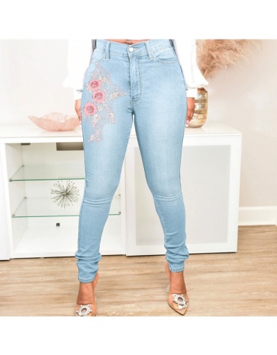 Replica Fashion Casual Applique Women's Slim Denim Jeans #796112 $28.18 USD for Wholesale