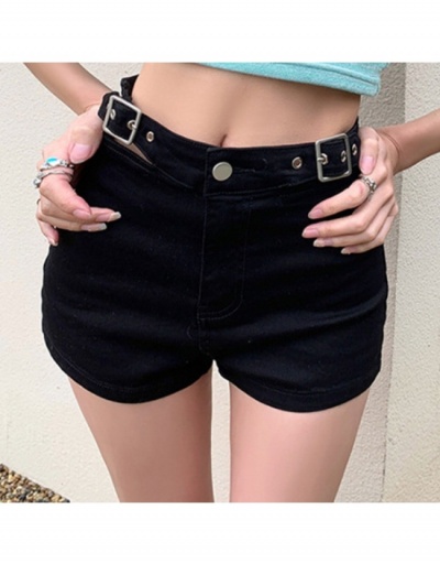 Replica  Summer Pure Color Metal Decoration Denim Shorts #796115 $33.25 USD for Wholesale