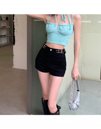 Replica  Summer Pure Color Metal Decoration Denim Shorts #796115 $33.25 USD for Wholesale