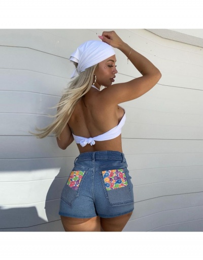 Replica Summer High-waisted Patch Women's Denim Shorts #796122 $21.42 USD for Wholesale